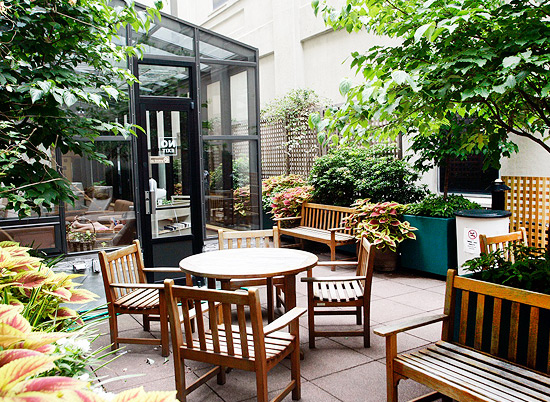 The patio at the Brooklyn campus