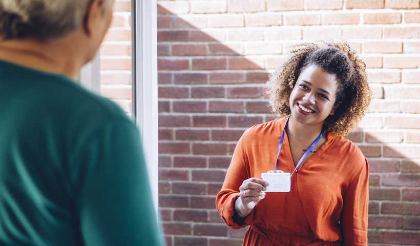 Social worker visiting home